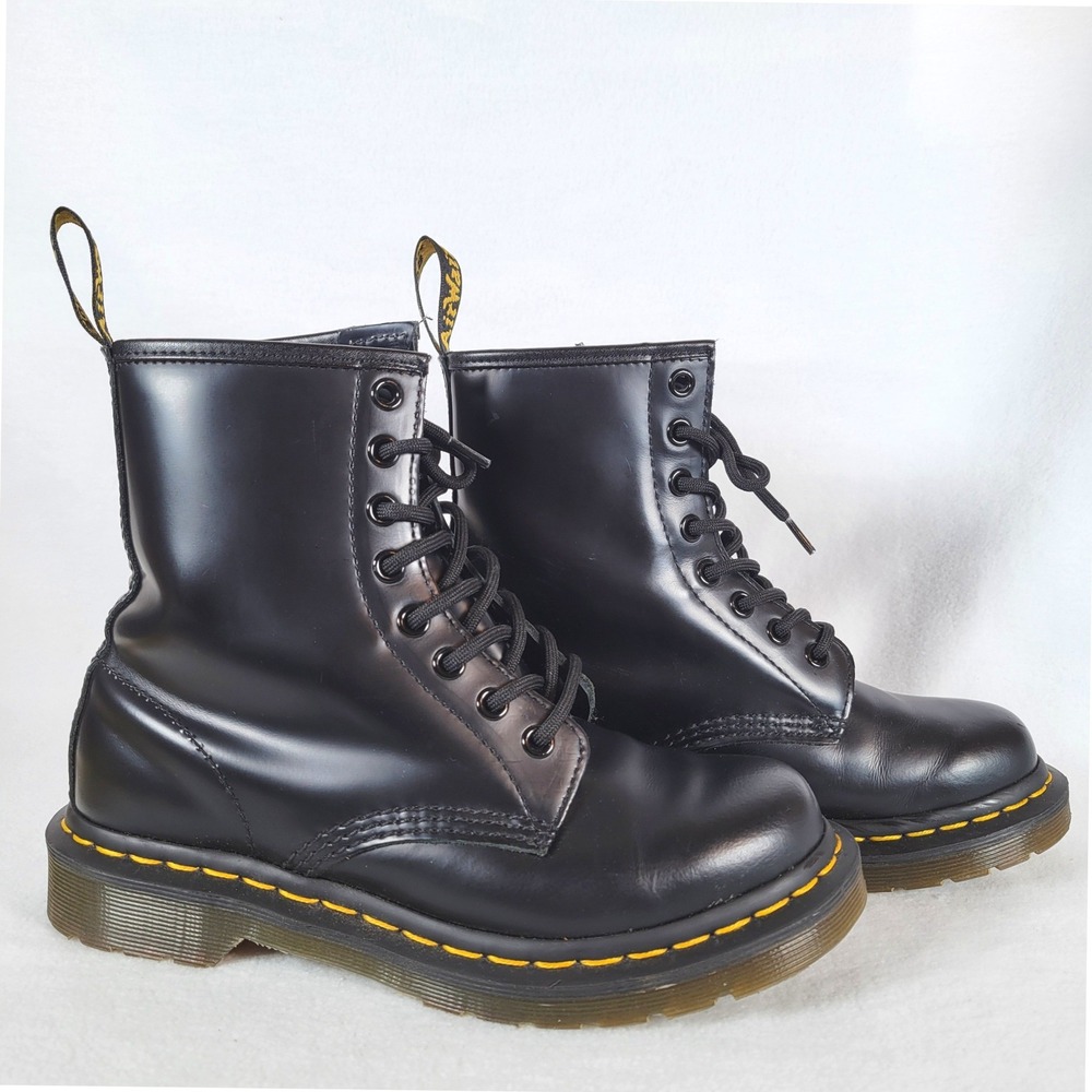 Dr Martens Womens Smooth Leather 1460 Patent Lace Up Boots Size 6 Black 11821
